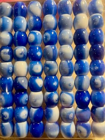 Blue barrel tie dye hair beads